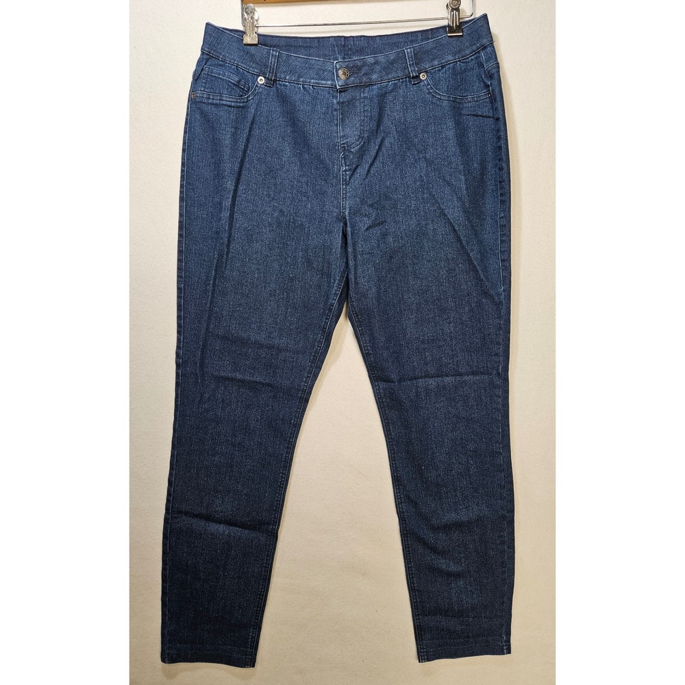 Alia Women's Tapered Stretch Cotton Blend Blue Jeans, Size 16, 4 Pockets, EUC